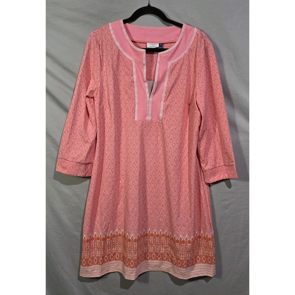 NWT Cabana Life x Talbots Coral Pink Tunic Swim Cover Up Dress Resortwear UPF50